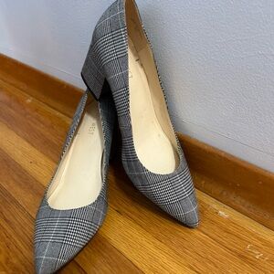 Nine West Black and White Plaid Heels